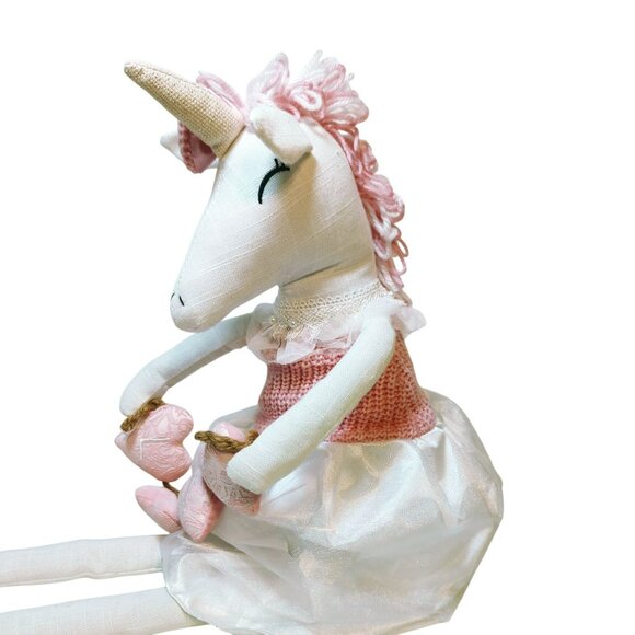 Stuffed Ballerina Unicorn Weighted Plush With Love Banner 24" Shelf Sitter - Picture 4 of 6